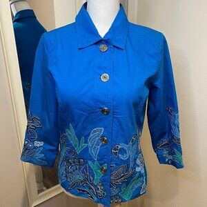 NWT Chico's Blue Delight Talia 3/4 sleeve jacket, Size 0 (Size 4 US)
